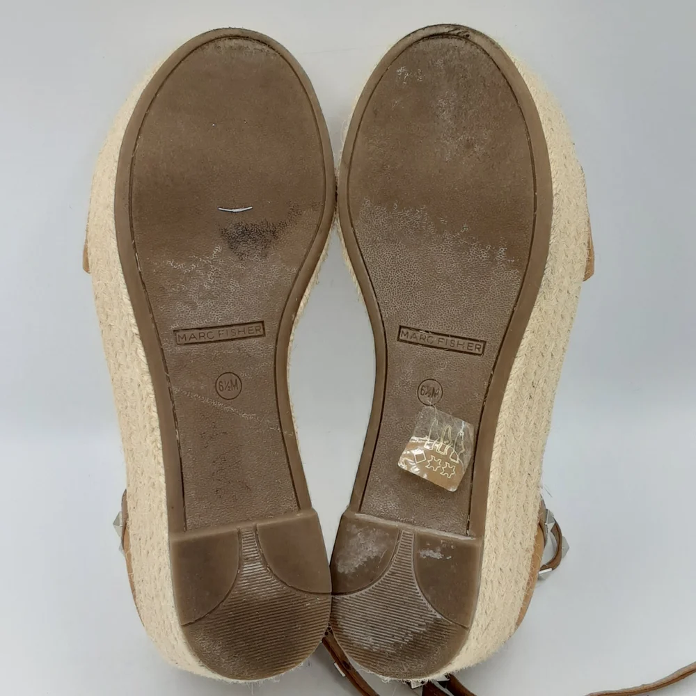 Marc Fisher Jazlyn Boho Espadrille Wedge Sandal With Studded Suede Ankle Straps.
